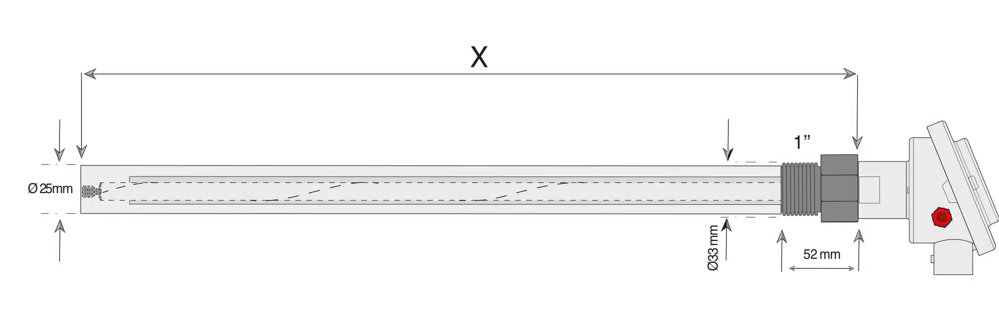 Sonde à oxygène CarboProbe HT Pro, plan coté