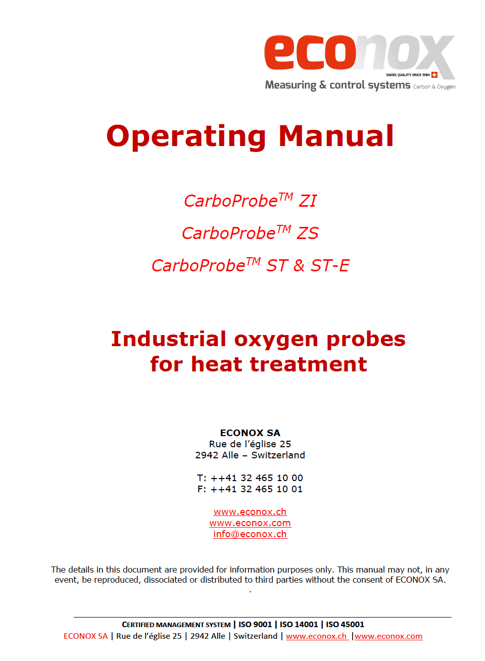 Mode d'emploi sonde à oxygène, Carbo