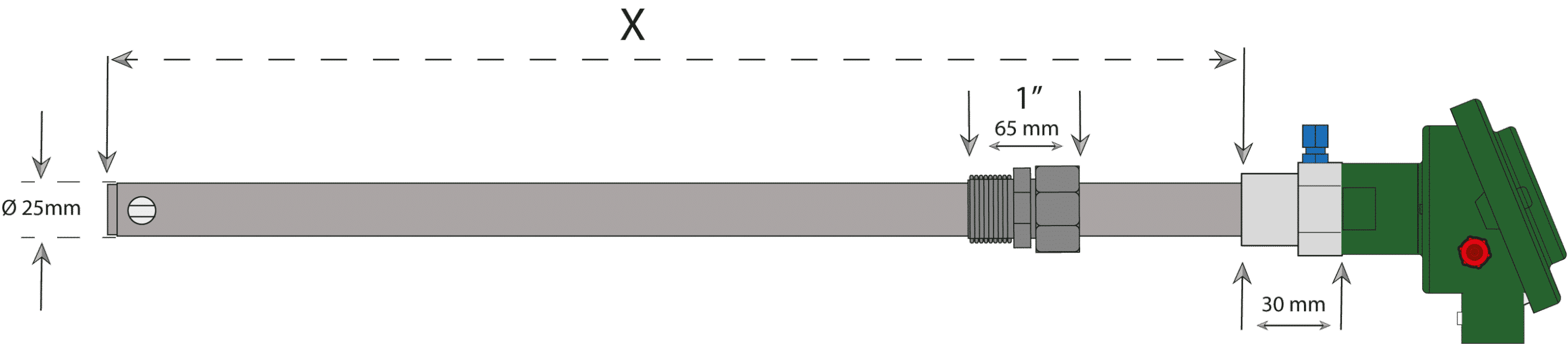 Sonde à oxygène carbone IP-E avec les dimensions Sonde à oxygène carbone IP-E avec les dimensions