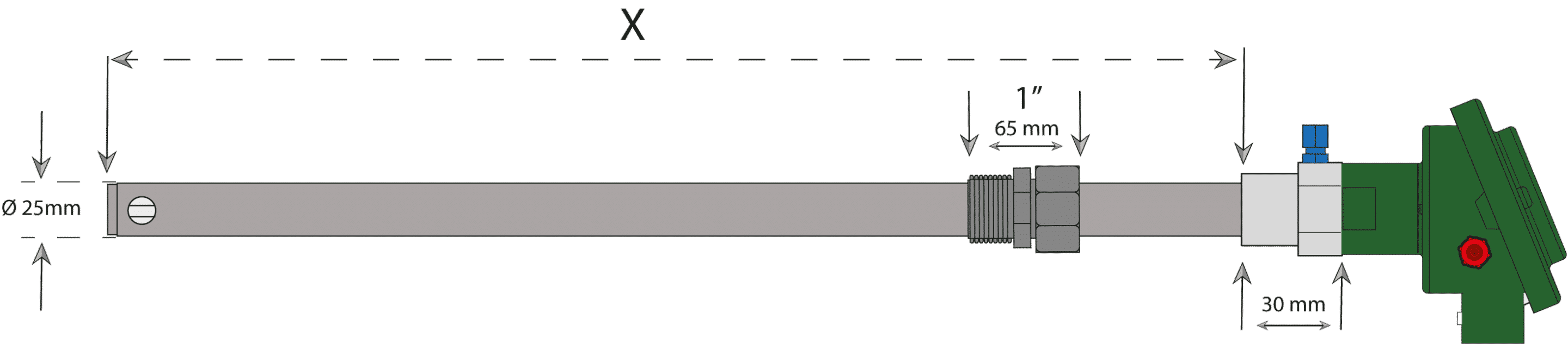 Sonde à oxygène carbone IP-E avec les dimensions